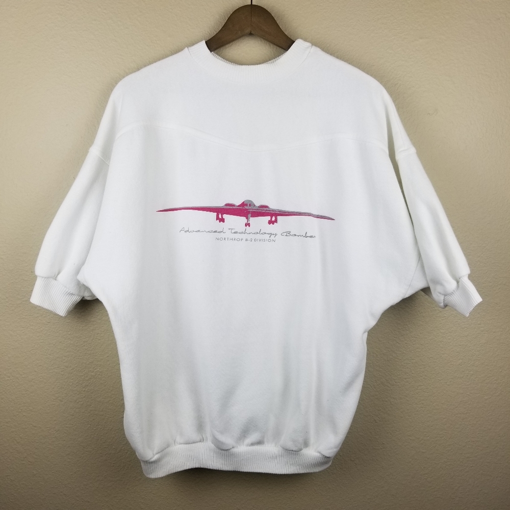 VINTAGE B-2 Bomber Airplane Women's Semi-Cropped Crewneck Sweatshirt